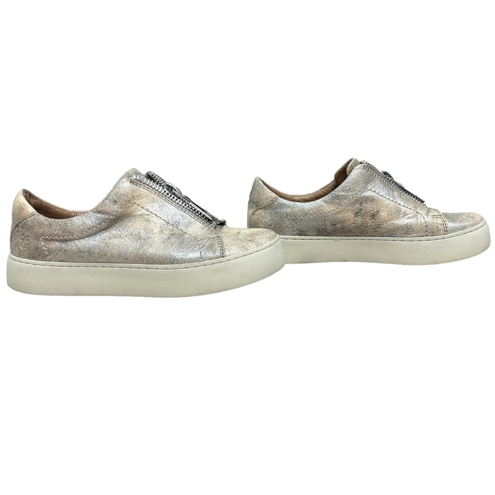 Frye Lena metallic leather zip low sneakers women’s size 5.5
